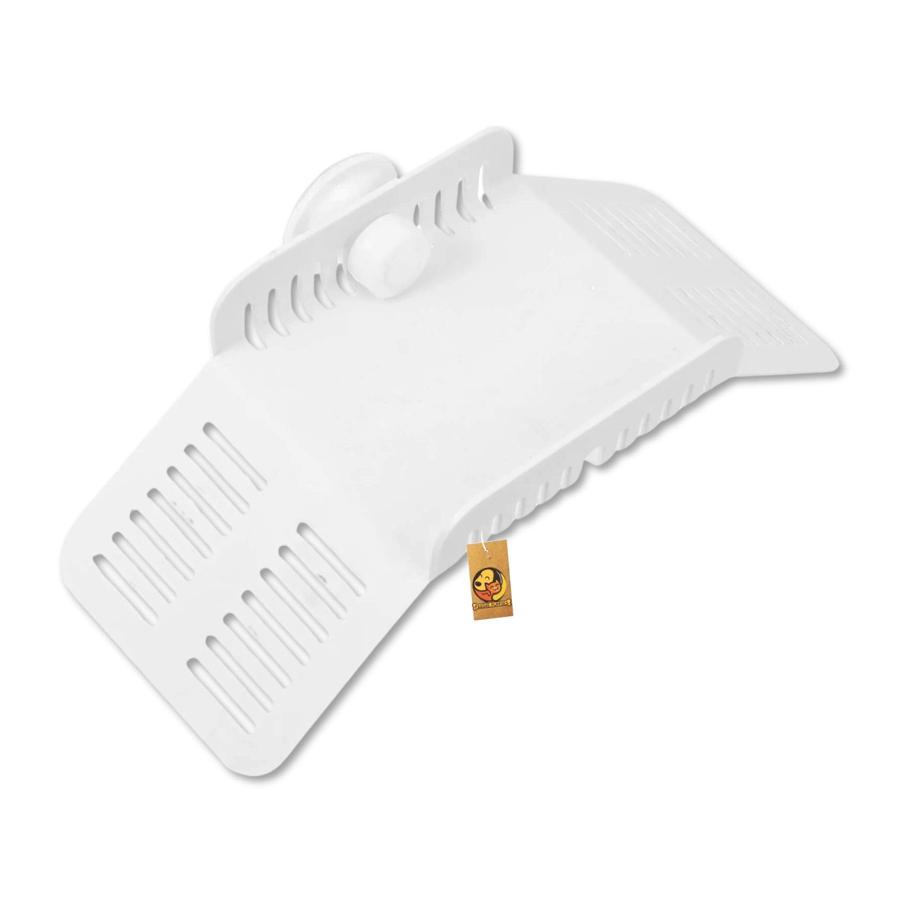 Foodie Puppies Turtle Plastic Ladder Bridge Shape Platform Bask | Aquarium Tank Reptile Turtle Climbing Basking Terrace Floating Platform Dock with Food Plate - (White)