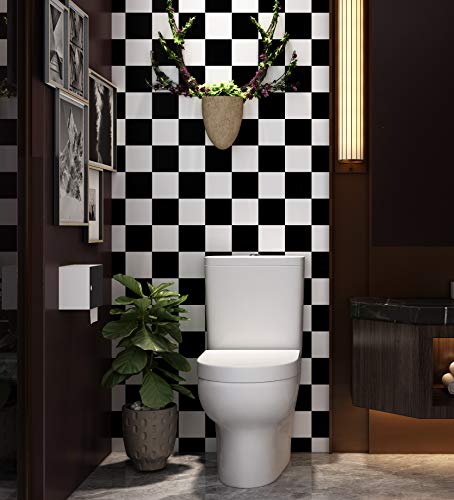 Livelynine 40 cm x 5 m ontwerp zwart en wit behang schil en stok backsplash tegels voor keuken waterdichte stok op… - Image 4