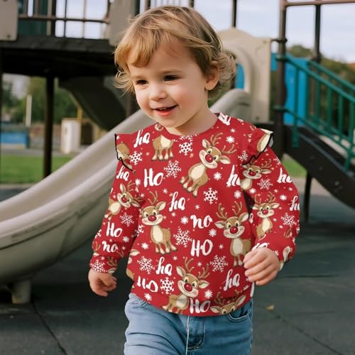 Toddler Girl Crew Neck Pullover Long Sleeve Casual Ruffle Loose Shirts Breathable Comfy Top for Age 1-8 Kids4