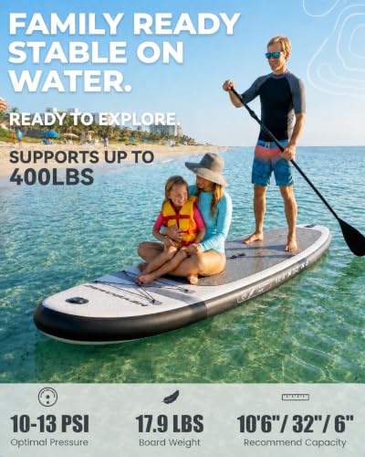 Image of HEYBOARD Inflatable Stand Up Paddle Board 10'6 inchx32 inchx6 inch Standup Paddleboard with Premium SUP Accessories & Backpack, Non-Slip Deck, Waterproof Bag, Leash, Paddle, Hand Pump