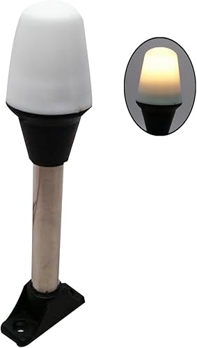 Luces de navegación para barco Pactrade Marine - Luz de popa blanca incandescente de 8.25 pulgadas (montaje en superficie, base fija) - Accesorios