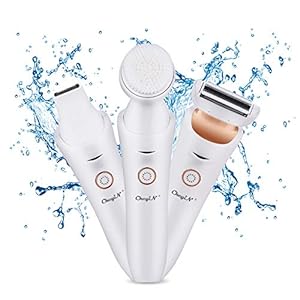 CkeyiN Elektrorasierer für Damen, 3-in-1 Haarschneidemaschine für Intim, mit Bürste für das Gesicht, die Arme, die Beine