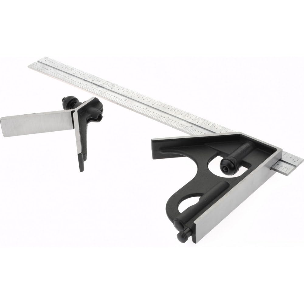 SPI 13-265-4 Combination Square Set: 3 Pieces, Cast Iron Center & Square Heads, 12" 4R Steel Blade