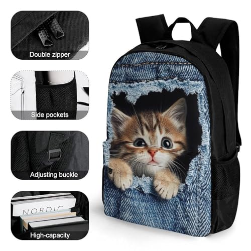 Supdreamc Men Women Polyester Cute Cat Daypack Backpack Large Capacity Carry On Bag With Smooth Zippers for Hiking Picnic Walking Cycling3