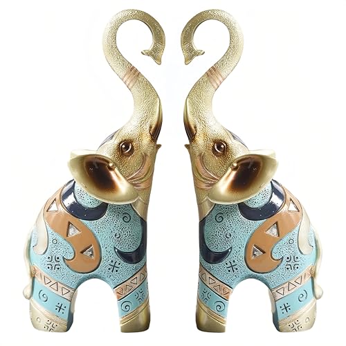 Estatuas de Elefantes Dorados para Decoración de Hogar, 8.46 Pulgadas, 2 Unidades miniatura 1