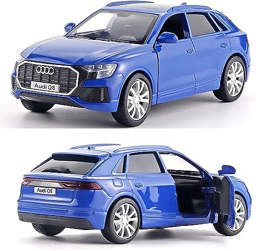 Image of DEOXY 1:32 Scale Audi Q8 Die-Cast Metal Pullback Car Toy with 6 Openable Doors, Lights, and Sounds for Kids Boys and Girls Children(Blue)