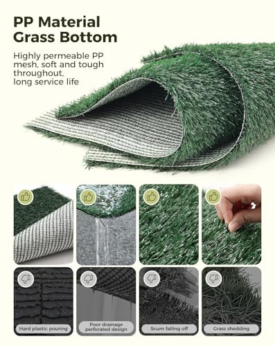 Petcozife 76 x 51 cm Hundetoilette Hundeklo mit 2 Stück Kunstrasen, Wiederverwendbar Waschbar Welpentoilette für Wohnung, Balkon, Zuhause, für Ältere, Kleine, Grosse Hunde