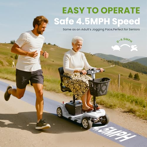 Image of Mobility Scooter for Seniors, Mobility Scooters for Adults, Powered Mobility Scooters, Foldable Motorized Electric Scooter for Adult, Lightweight Folding Electric Wheelchair, Load 300Lbs (R100 Sliver)