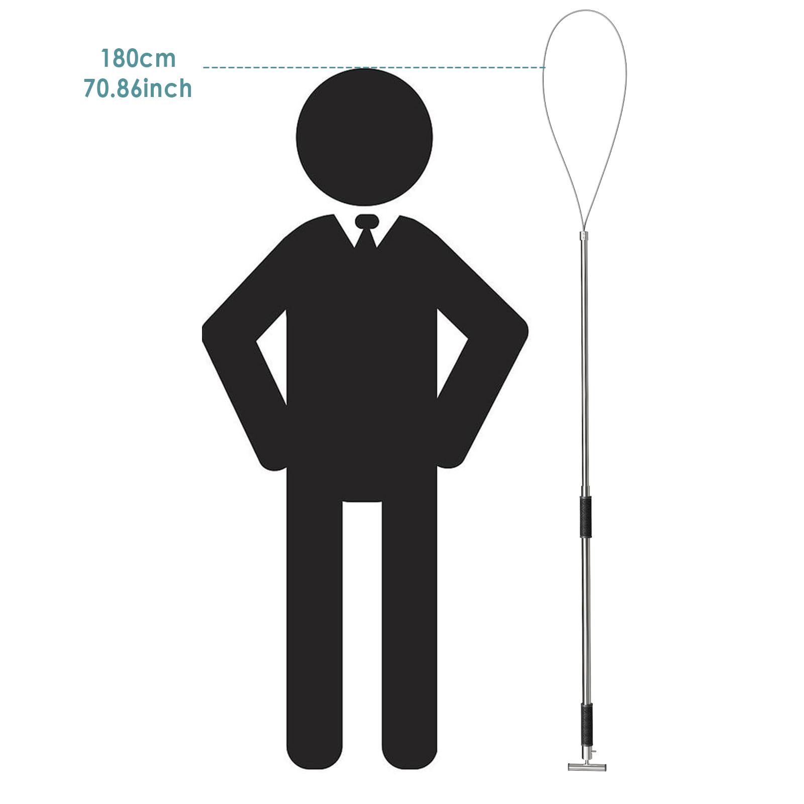 155 cm großer Hundefänger, tragbar, Schweinefänger, Tierkontrolle, Werkzeug, Edelstahl, Schweinehalter, Fangstange für Hunde, Nutztiere, Bauernhofgeräte