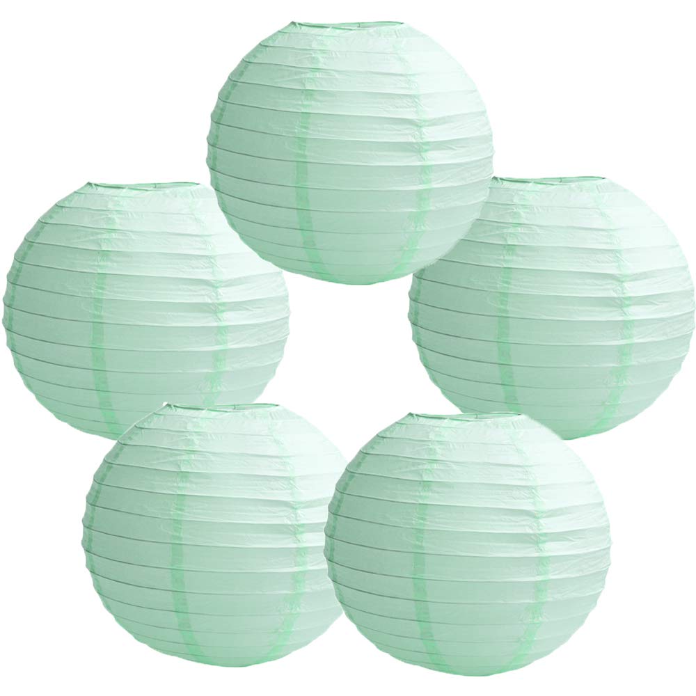 Time To Sparkle Mint Green 5 Pack Tissue Paper Round Lanterns Lampshade Lamp Shade Wedding Birthday Party Decoration | 8"(20Cm) |