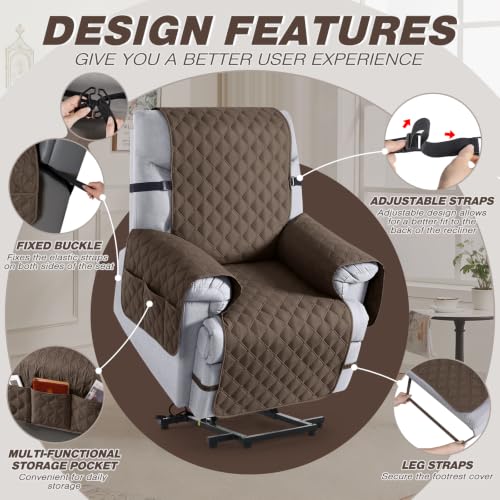 Image of TAOCOCO 100% Waterproof Recliner Chair Covers Reversible 25 inch, Brown