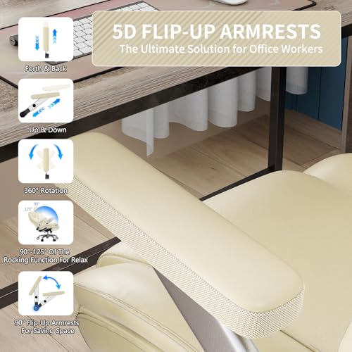 Image of Big and Tall Office Chair with 5D Arms, 600lbs Fabric & PU Leather Heavy Duty Desk Chair, Adjustable Lumbar Support & Height, Tilt Function, High Back Ergonomic Executive Computer Chair