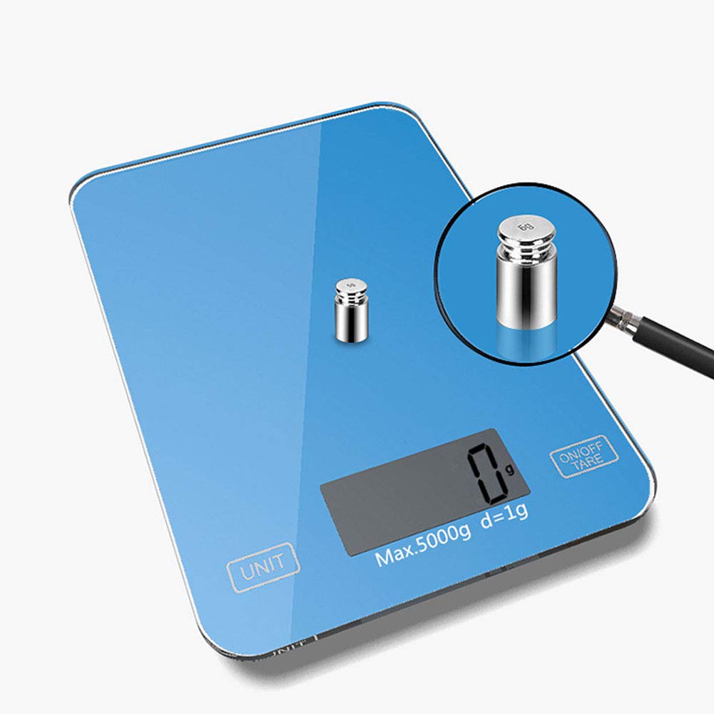 Digitale Küchenwaage Für Lebensmittel, Professionelle Mini-Küchenwaage Zum Aufhängen, Präzises Elektronisches Wiegen, LCD-Display Mit Tara-Funktion, Kochgerät Mit Schlankem Design,Blue-5kg / 1g