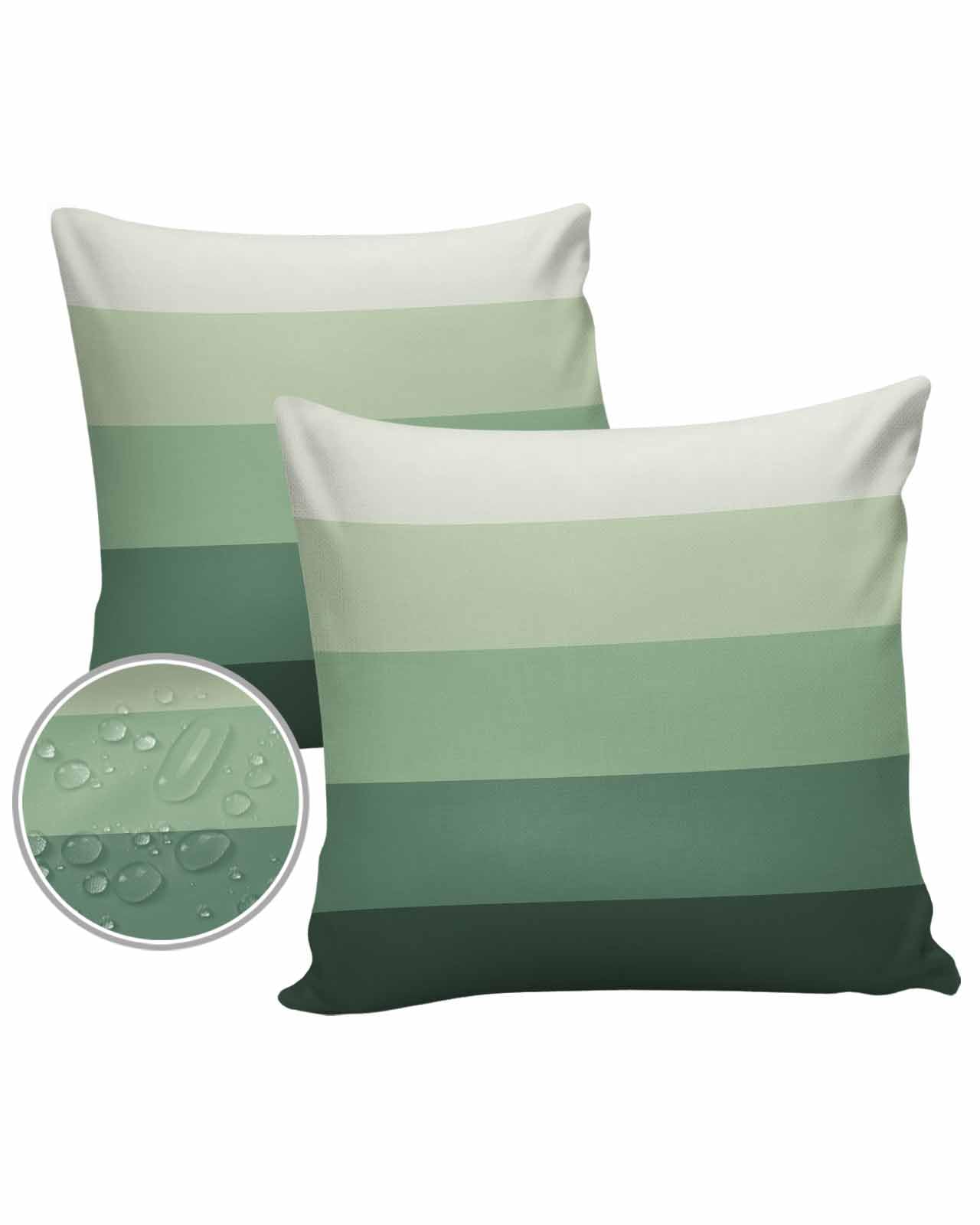 Green Grey Outdoor Pillow Covers Waterproof,All Weather Cushion Case Set of 2 Decorative Pillowcases for Sofa Couch Bed Decor Patio Furniture 26