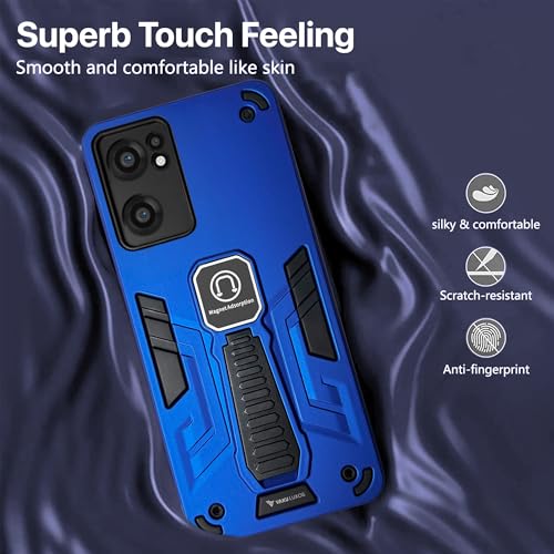 Image of Vaku Luxos Valor Military Grade Back Cover Case for OnePlus Nord CE 2 5G with Built-in Kickstand Magnetic Shockproof Protective Cell Phone TPU Case- Dark Blue
