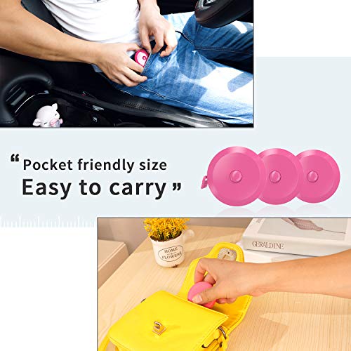 Dicuno 60-Inch 1.5 Meter Soft And Retractable Tape Body Tailor Sewing Craft Cloth Dieting Measuring Tape (3 Pcs Of Pink With Soft Tape) #TOP4