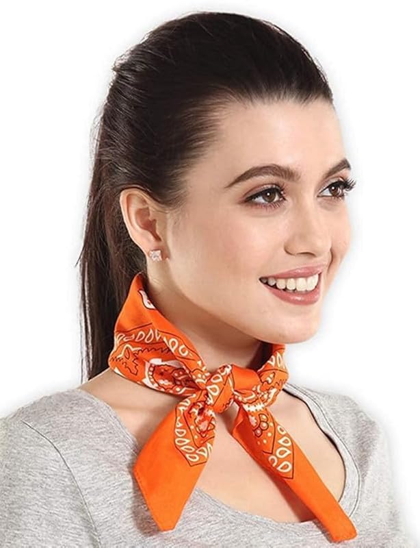 DIKHAWA Unisex Cotton Bandana/Head Wrap/Wristband/Face Cover/Handkerchief For Men And Women (PINK,ORANGE,GREEN_50CM X 50CM_Pack of 3) 4