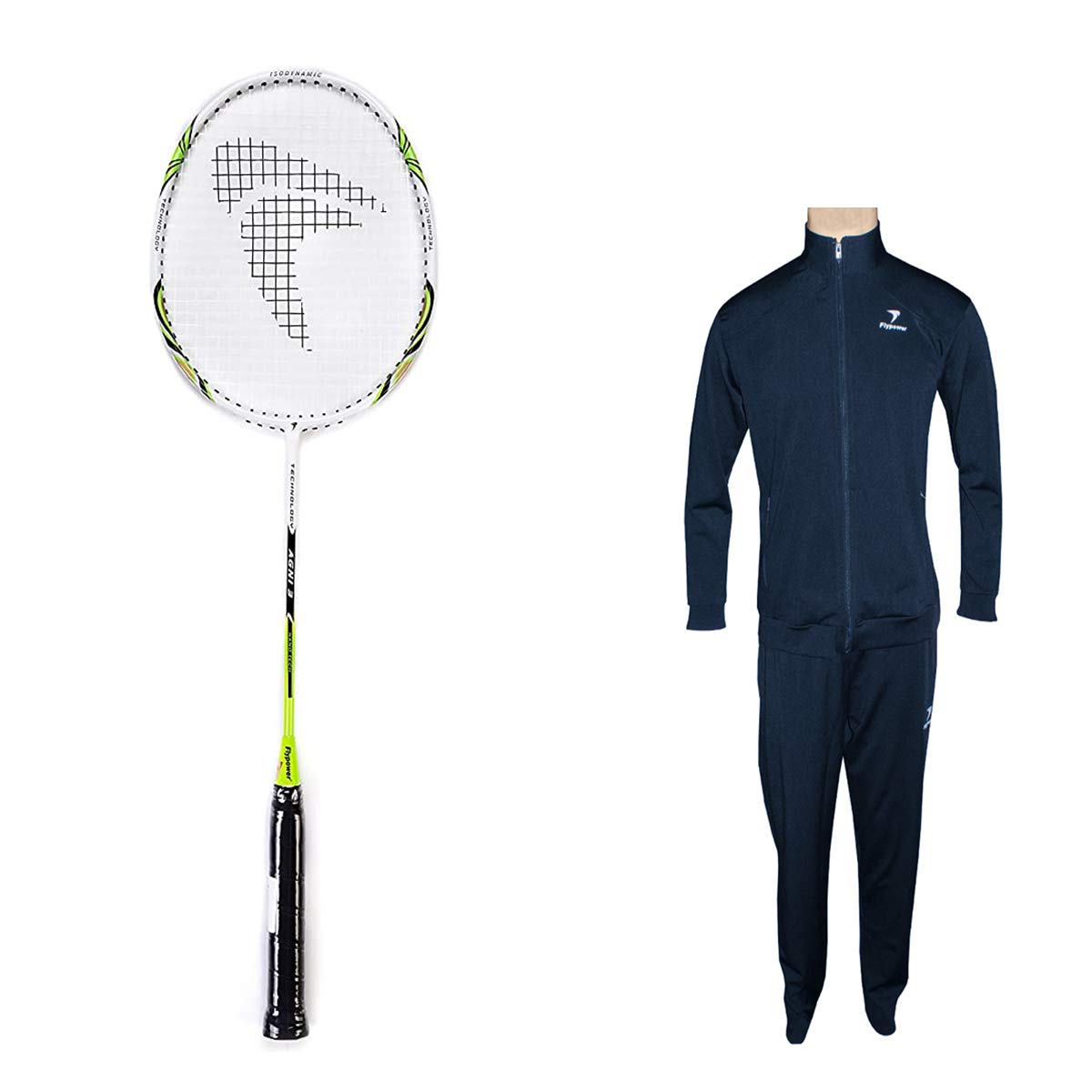 Flypower Badminton Racket Agni 3 with T-Shirt R-Neck Blue Size XS, multicolor-picture-19