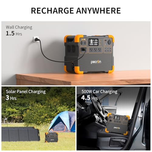 Image of PECRON E2400LFP 2048Wh /2400W with 3840Wh Extra Battery Expandable to 5888Wh, Fast Charging in 1.5 Hrs for Emergencies, Camping, RV, Home Use
