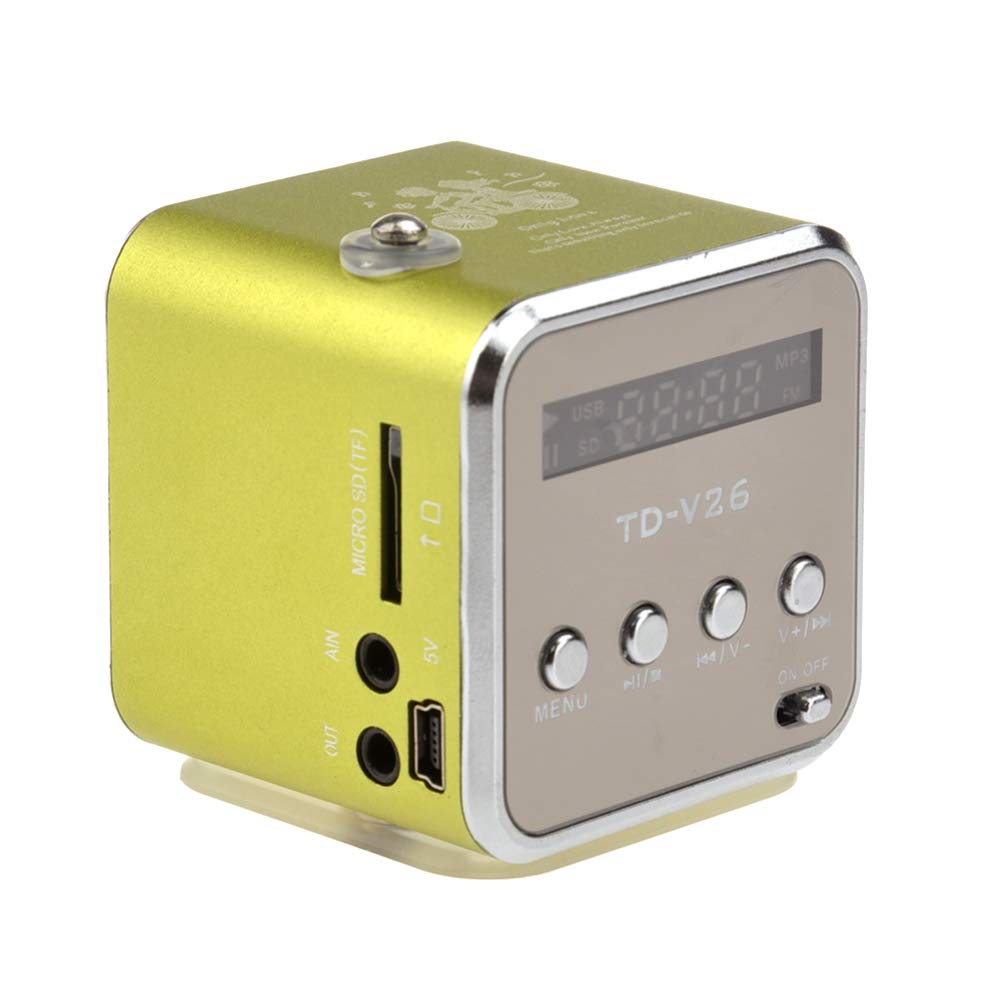 iplusmile Td-V26 Digital Mini Speaker, Portable Radios, Mini Stereo with FM MP3 MP4 Micro SD / TF Card / USB / Disk / Fm, Super Mini Speaker with 3.5 mm Audio Input (Green)