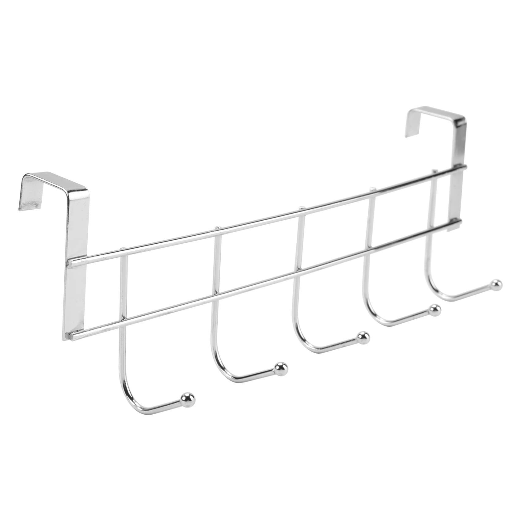 detee 5 Hooks Over Door Home Bathroom Kitchen Coat Towel Loop Hanger Rack Holder Shelf,Silver