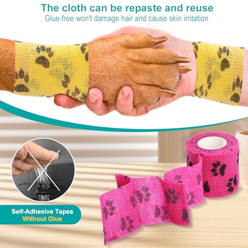 GeeRic 7 Rollen Selbsthaftende Bandage Hund Vet Wrap Pet Selbstklebender Verband 5cm x4,5 m,Selbstklebender Verband,Cohesive Haftbandage Elastische Binde Fixierbinde für Katze Hund Pferd Finger