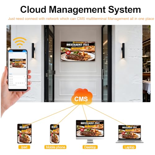 Image of 32Inch Wall Mount Digital Signage, 1000nits High Brightness Slim Frameless Advertising Display, Touchscreen Commerical Display LCD Monitor with CMS /U-Disk Plug&Play, Split Screen, 7 /24 Timer switch