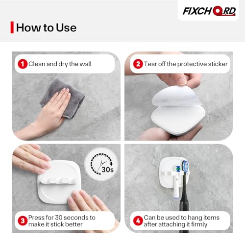 FIXCHORD Electric Toothbrush Head Holder, 2 Pieces, Bathroom Toothbrush Holder for Electric Toothbrushes with Strong 3M Sticker, Toothbrush Holder for Bathroom, White - Cosy Home Interiors FIXCHORD Electric Toothbrush Head Holder, 2 Pieces, Bathroom Toothbrush Holder for Electric Toothbrushes with Strong 3M Sticker, Toothbrush Holder for Bathroom, White - Image 8