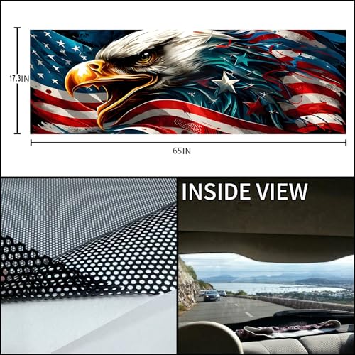 Image of Rear Window Decals for Trucks - 65x17.3 in Back Window American Flag Decals Fit Most Pickup Trucks SUV, Vinyl Back Window Decal Truck Rear Window Graphics for Personalized