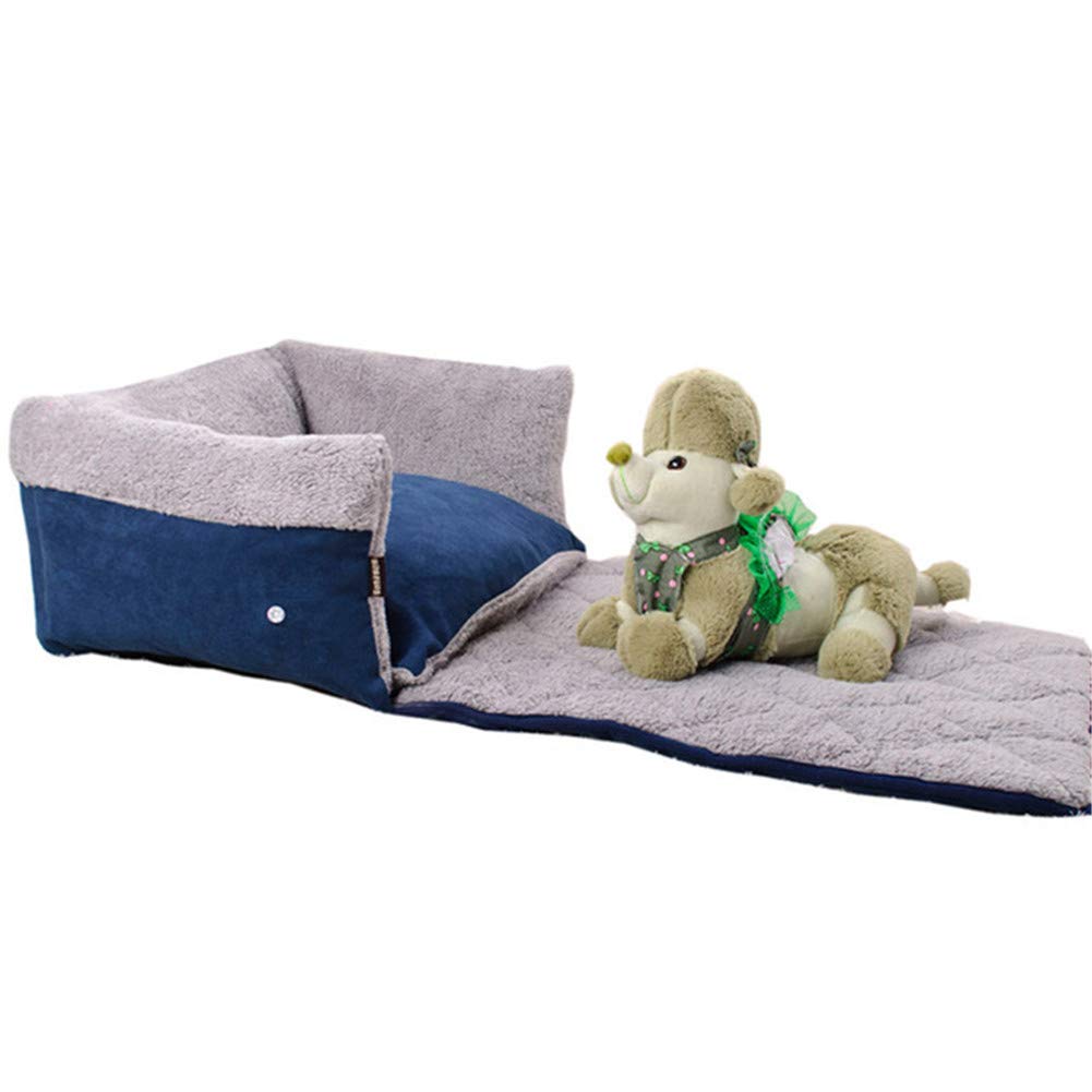 Lit animal double coque amovible bleu en taille L pour bouledogue français