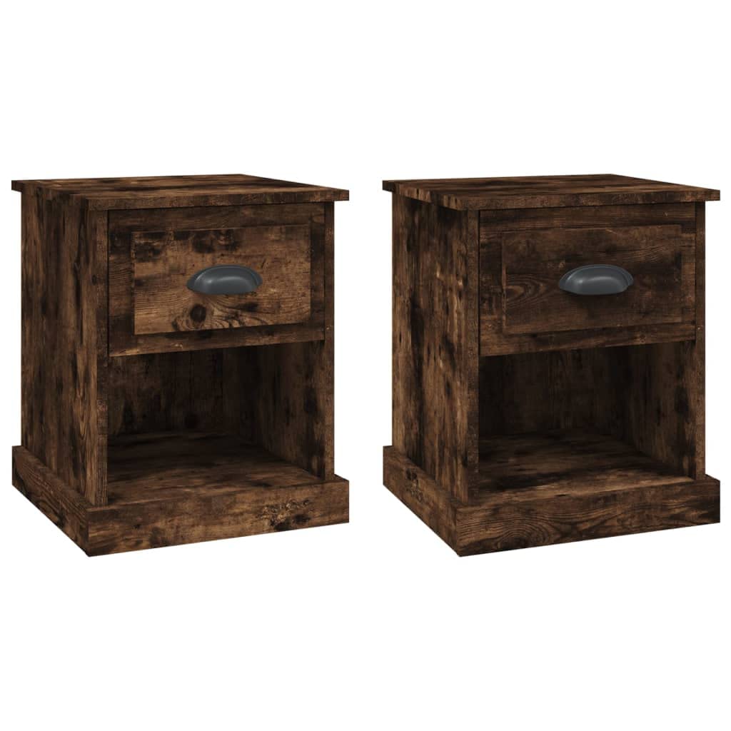 Comodini da 2 pezzi, in legno di incenso, 39 x 39 x 47,5 cm, moderno comodino in legno in affumicatura con spazio per camera da letto, soggiorno e studio, camera da letto, comodini
