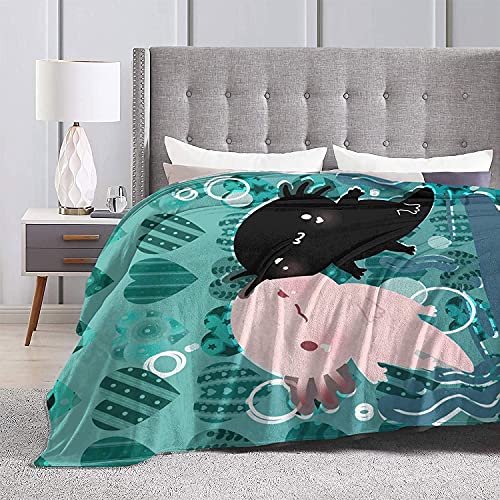 zoke Axolotl Flannel Blanket,Throw Soft Warm Fluffy Plush,Lightweight Microfiber for Bed Couch Chair Living Room (Cute Axolotl - Image 3