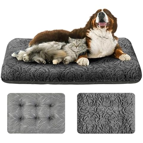 2 in 1 Dog Bed Crate Pad Mat Washable Reversible (Cool & Warm) Soft Fluffy Pet Kennel Beds for Large Medium Small Puppy Cat Sleeping Mattress Machine Wash Dog Cooling Mats (Dot Dark Grey, 41"*27") Cover