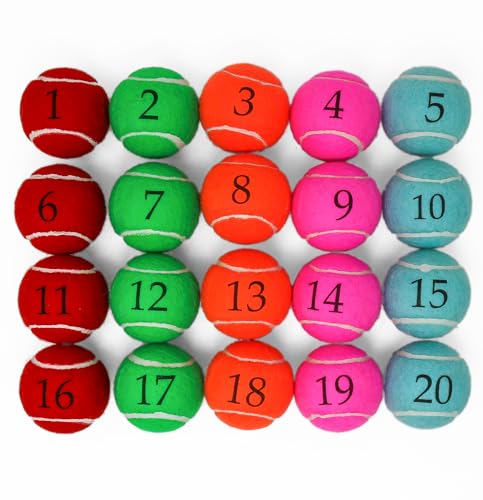 Price - Pelotas de tenis con números impresos, números del 1 al 20.