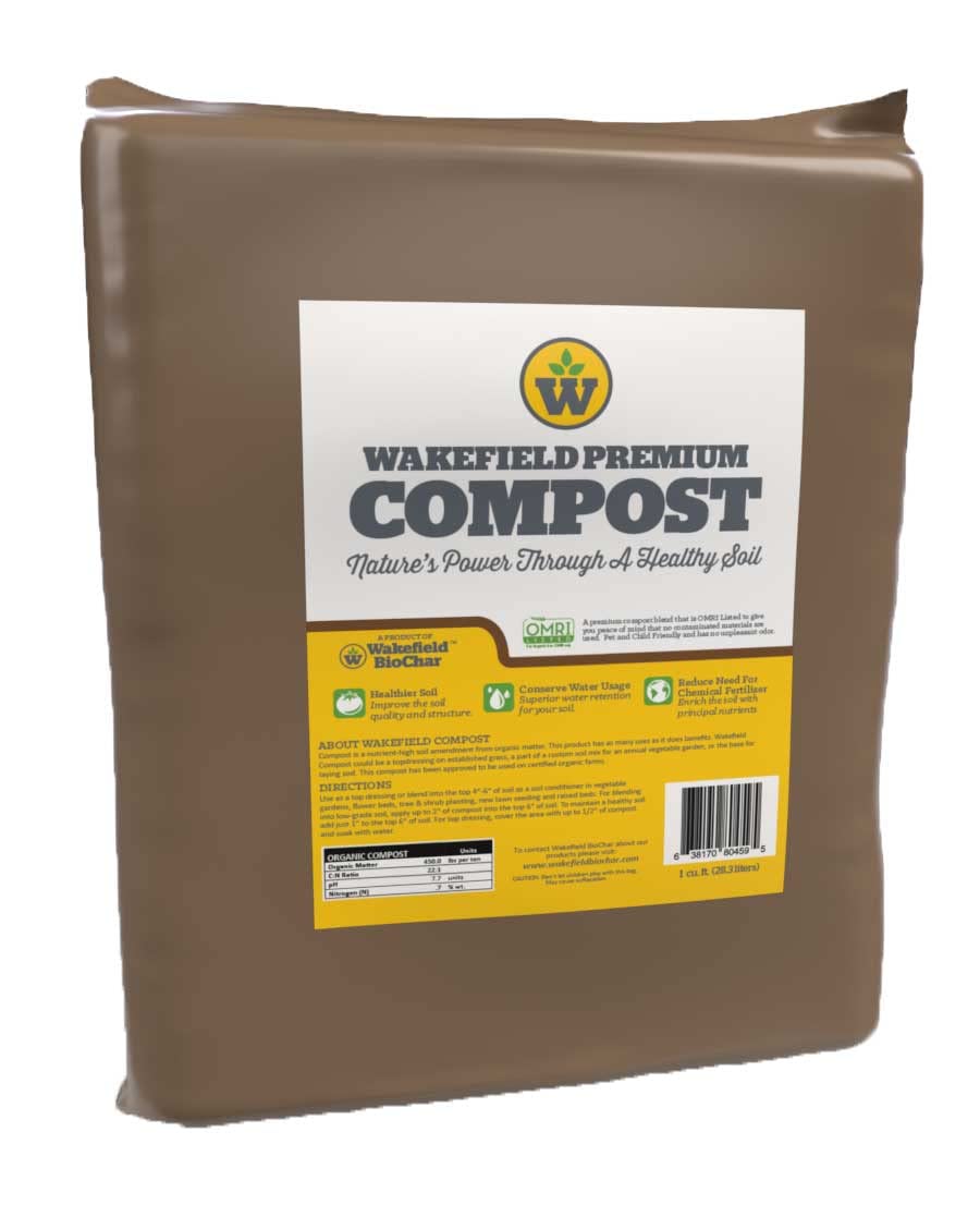Wakefield Premium Compost – OMRI Listed, FSC-Certified – 100% Organic Compost for Healthy Lawn and Garden Soil – Aged Compost Soil Amendment for Vegetable Gardens, Flowers and Plants – 1 cu/ft