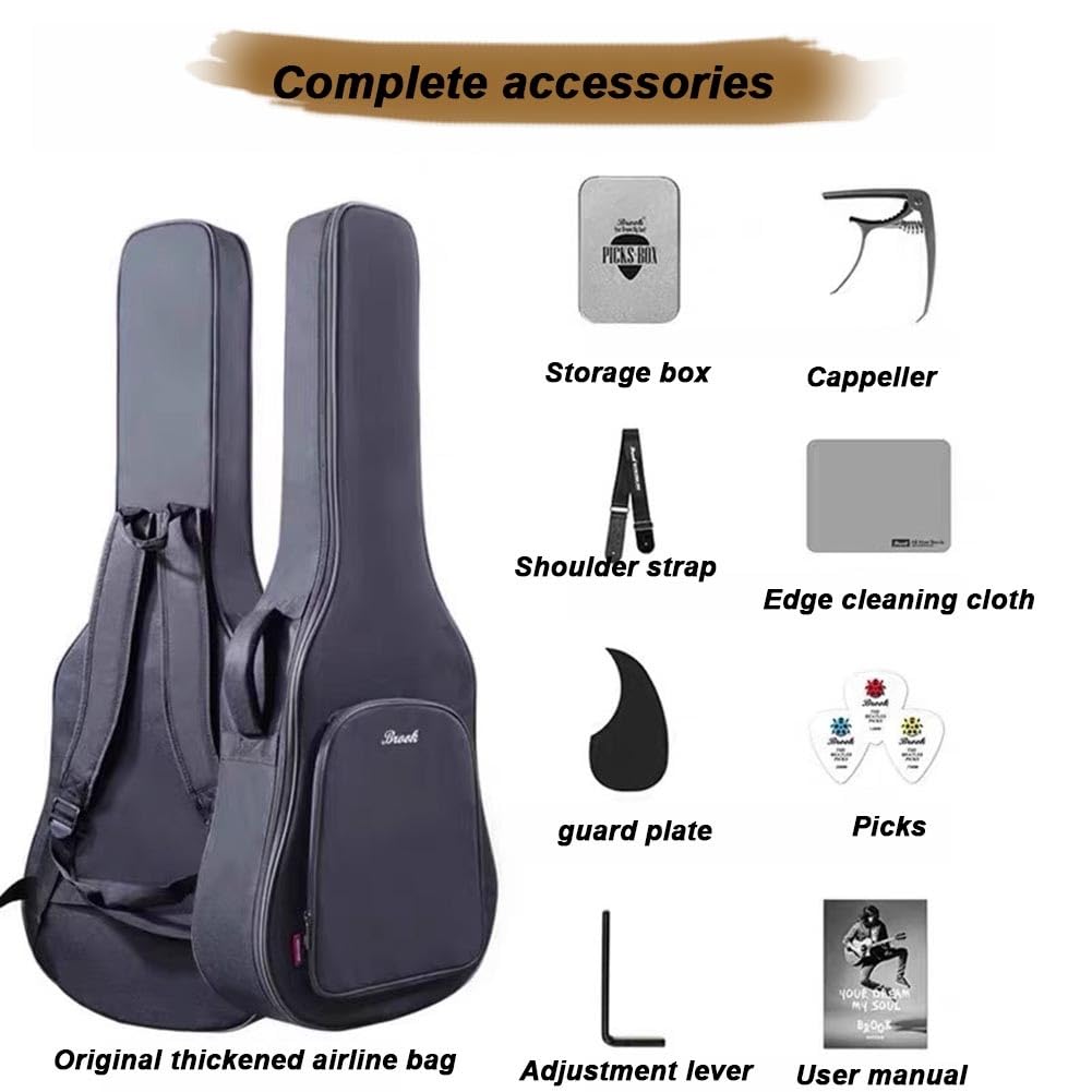 Chitarra Acustica, Set Chitarra Con Spalla Mancante, Custodia Morbida, Plettri, Corde E Tracolla Ideale Per Principianti, Adolescenti E Adulti(nero)