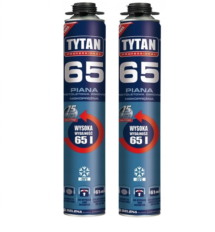 Pianka do pistoletu Tytan 65 pianka zimowa | montaż | działanie wysokich i niskich temperatur (od -60°C do +100°C) 2 x 750 ml