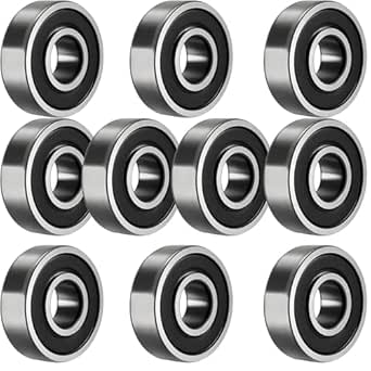 Zeelo 10-Pack 6205-2RS Sealed Ball Bearing 25x52x15mm Pre-Lubricated/Chrome Steel/Rubber Double Sealed, 6205RS Deep Groove Ball Bearing