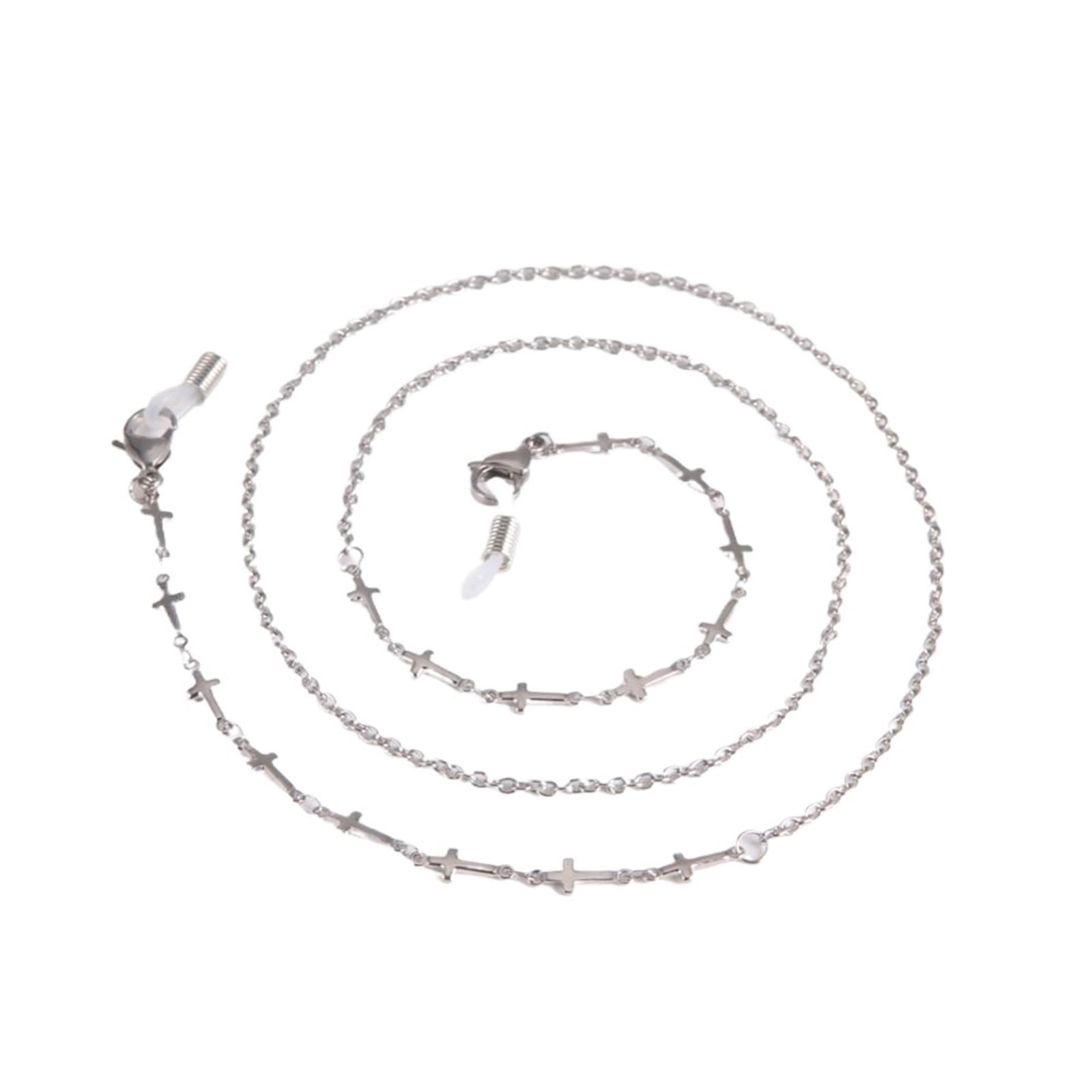 Brillenband Edelstahl-Kreuz-Sonnenbrillenkette, Lesebrillenband, gotisches Brillenband, Brillenhalsband for Damen und Herren