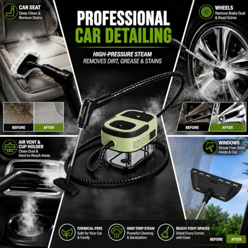 Image of Handheld Steam Cleaner for Home, 2500W High Pressure Steam Cleaner for Car Detailing, 3 Steam Levels, 1600Ml Tank, High Heat Steamer for Bed Bugs, Couch, Furniture, Kitchen, Bathroom, Floors