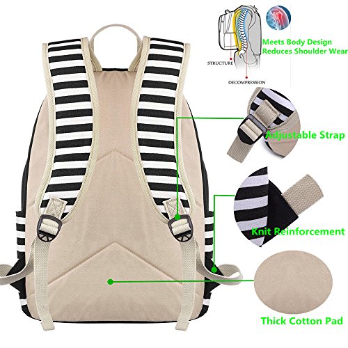 Women Laptop Backpack High School Bookbag 15.6 inch Casual Travel College Canvas with USB Charging Port (1-Black)2