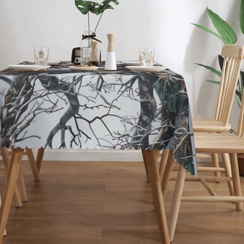 Nappe de table décorative avec dentelle et imprimé camouflage Cold Tree de 137x183