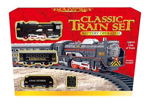 KandyToys Classic Train Set | 2.4m Track | Headlight | Battery Operated