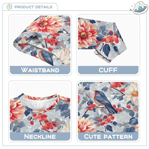 JUNZAN Flowers Dahlia Cherry Blossom Birds Kids Boys Hooded Sweatshirt Fleece Boys Sweat Shirt Camping 4T3