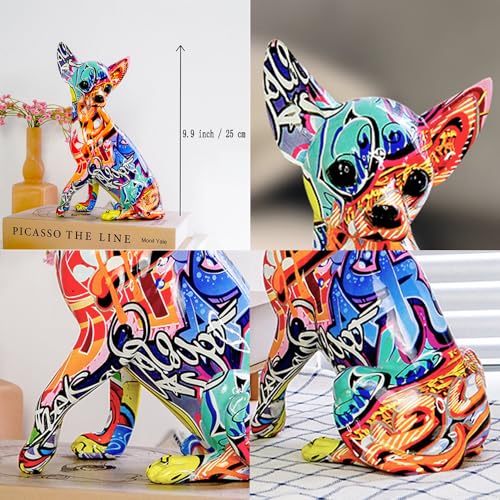 Estatua Decorativa de Perro Chihuahua en Resina miniatura 5