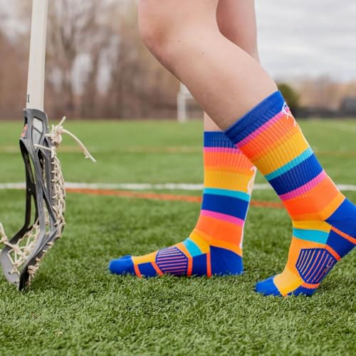 Image of ChalkTalkSPORTS Girls Lacrosse Socks - Mid-Calf Crew - Youth & Adult | Moisture-Wicking Performance Blend, Athletic Lax Gear, Stay-Up Technology, Arch Support, Breathable, Girls and Women