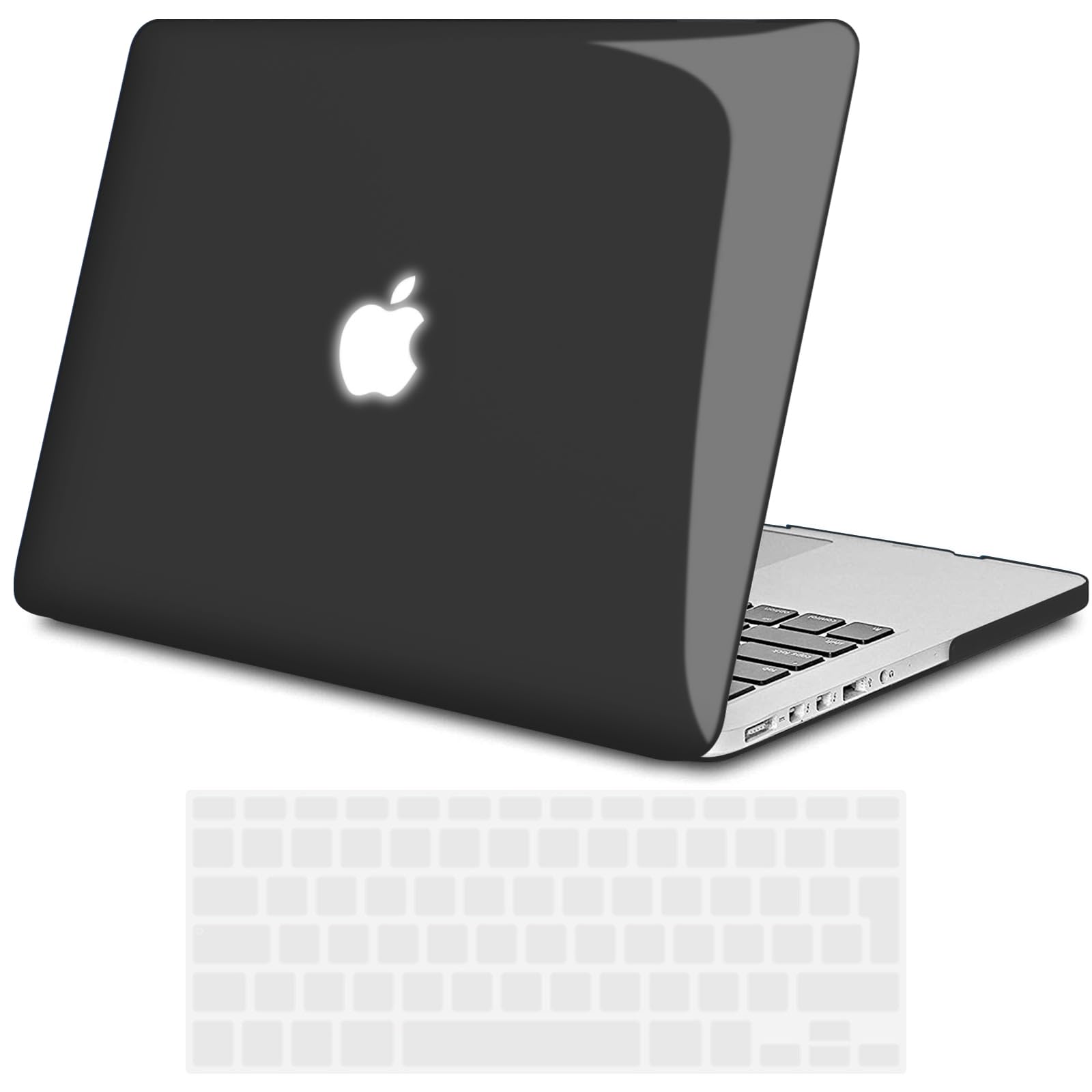 TECOOL Cover MacBook PRO 13 Pollici Retina 2015 2014 2013 2012 Modello A1502 A1425, Case Custodia Rigida Plastica Ultrasottile e Copritastiera Layout Italiano in Silicone, Nero cristallo