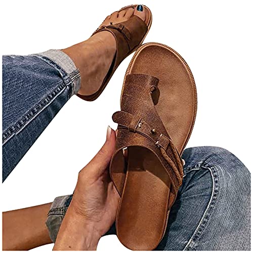 M-TOP Sandalias de Mujer Cómodos Sandalias Correctoras Zapatillas Juanete Ortopédicas Moda Cómodos Cómodas Ortopédico Pie De Dedo Gordo Chanclas Cuero De PU Plataforma Sandalias
