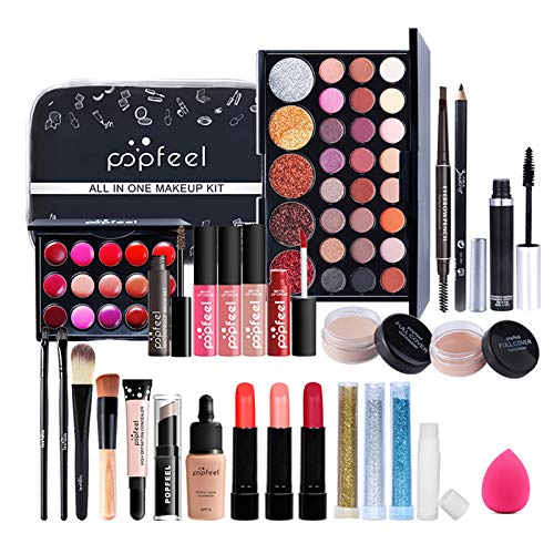 RoseFlower 30Pcs Makeup Cosmetic All-in-One Holiday Set Full Multi-purpose Beauty Kit with Gift Bag - Highly Pigmented Palette Combination Lip Face Eyebrow Eye Make Up Brush for Essential Starter #2