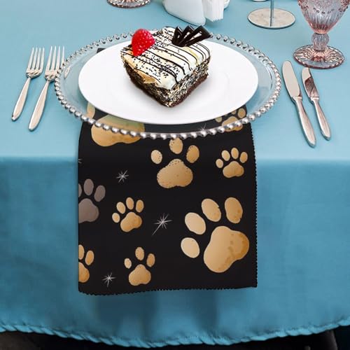 Servilletas de tela decorativas con estampado de patas de perro 2 piezas miniatura 4